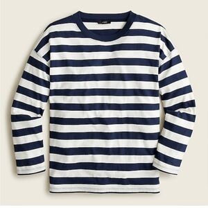 J. Crew Essential Wide-Sleeve T-Shirt Navy White Stripes